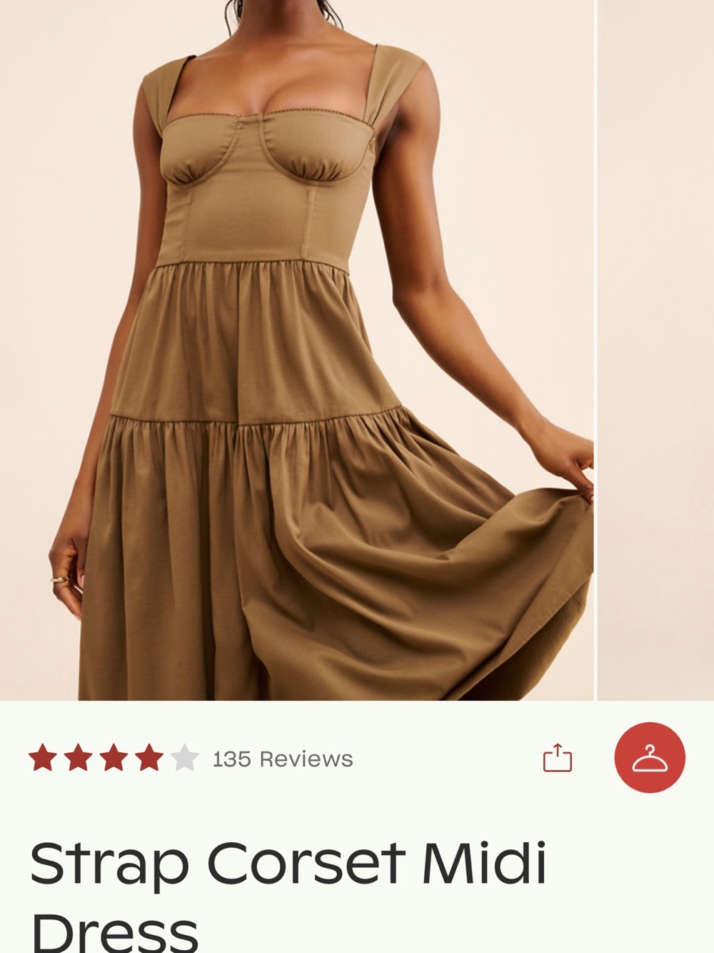 WeWoreWhat Olive-Brown Corset Midi Dress